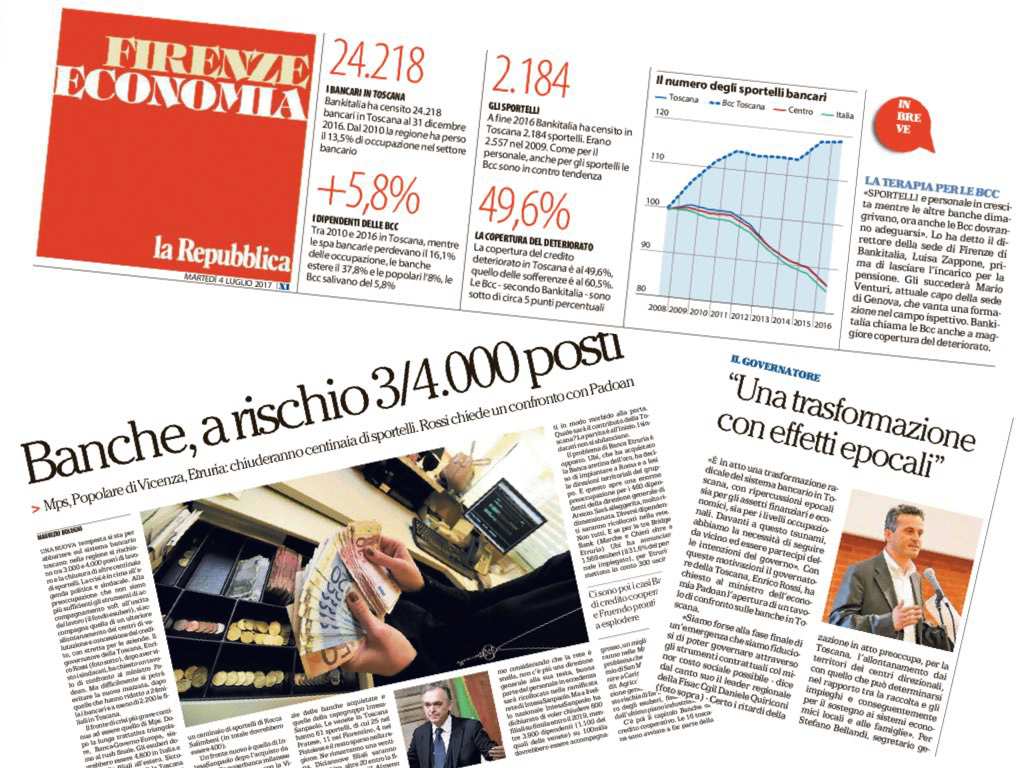 Tavolo sul credito: Toscana, banche a rischio 3/4 mila posti. Rossi chiede incontro con Padoan