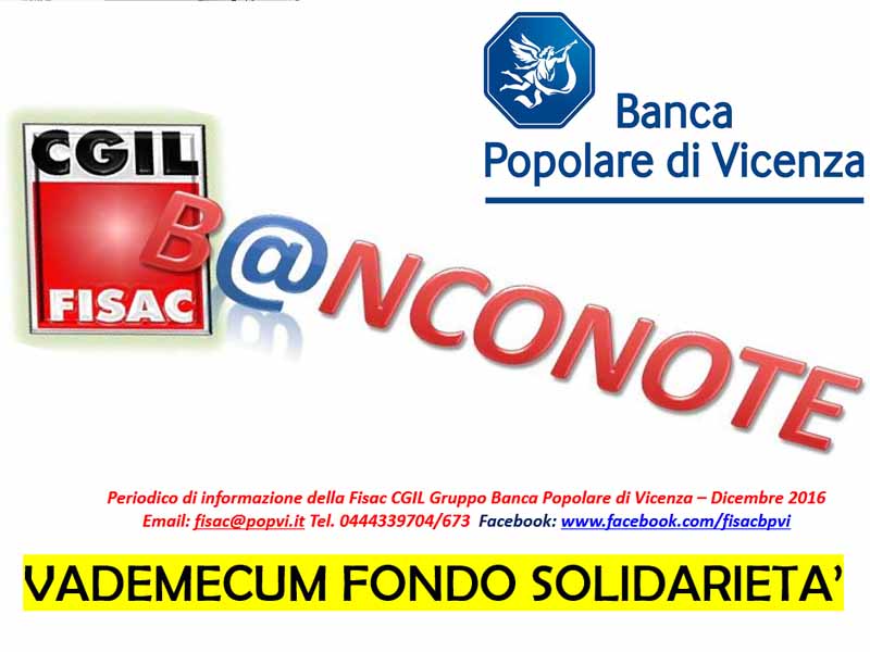 Banca Popolare di Vicenza: accordo con ISP sul Fondo di Solidarietà