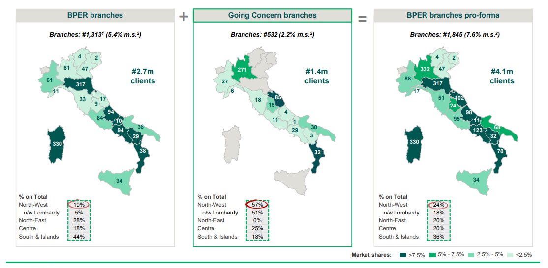 Gruppo BPER: la mappa delle Filiali cedute da UBI