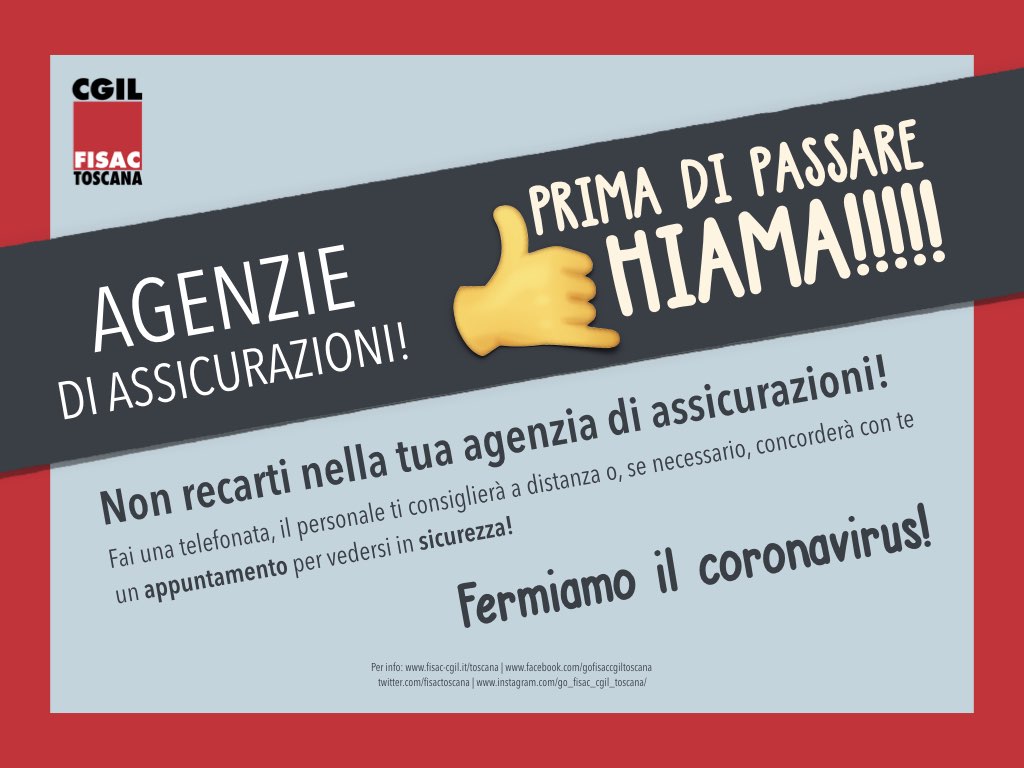 La Fisac Toscana per l’appalto assicurativo: prima di passare chiama!