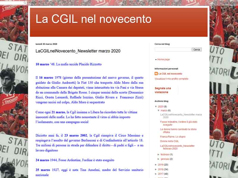 La CGIL nel Novecento: newsletter di marzo 2020