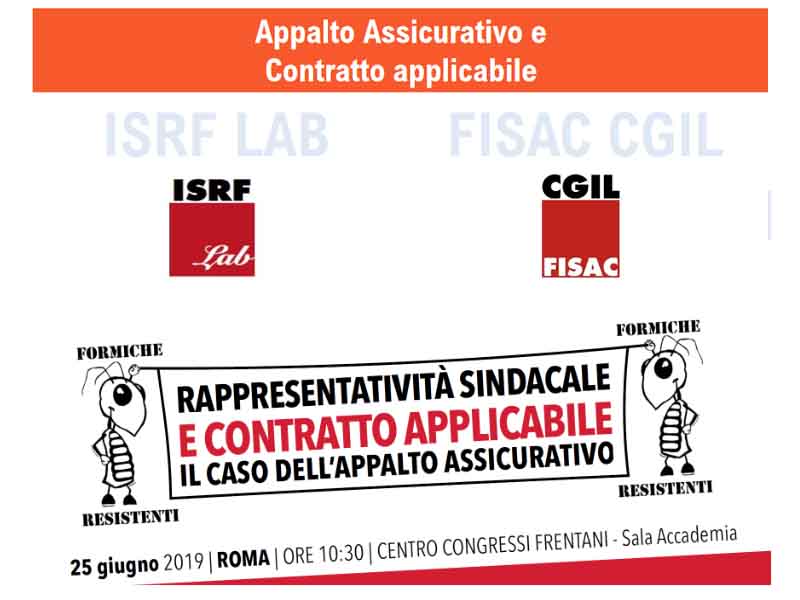 Appalto Assicurativo e Contratto applicabile: relazioni, interventi e presentazione del LAB al convegno del 25 giugno 2019