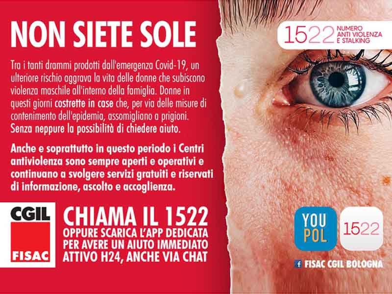 Fisac Bologna: Centri Antiviolenza aperti e operativi Fisac Bologna: Centri Antiviolenza aperti e operativi