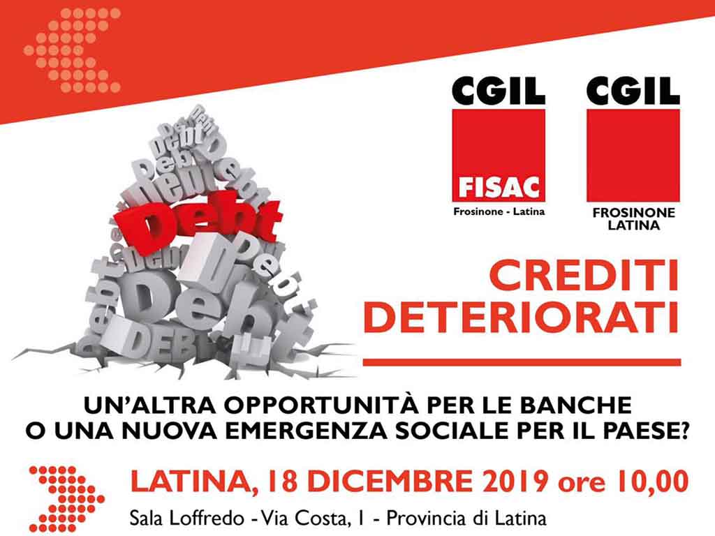 Latina: Iniziativa Fisac Cgil sui Crediti Deteriorati